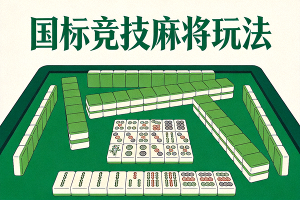 国标竞技麻将玩法配图，绿色底牌桌与国标麻将字样